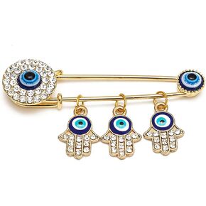 FADBBW Muslim AllahTurkish Evil Eye Hamsa Hand of Fatima Brooch Pins Jewelry Gift in Kuwait