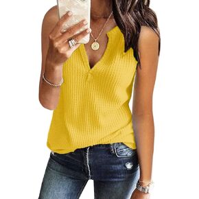 قمصان نسائية بدون أكمام برقبة على شكل حرف V، قمصان صيفية كاجوال فضفاضة بدون أكمام in Kuwait