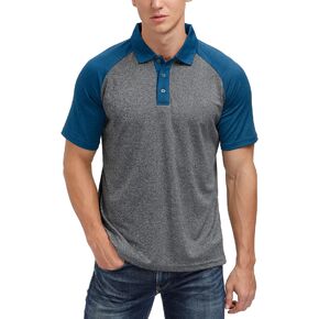 Men's Casual Short Sleeve Moisture Wicking Performance Golf Polo Contrast Color Patchwork Pique Shirts Tops