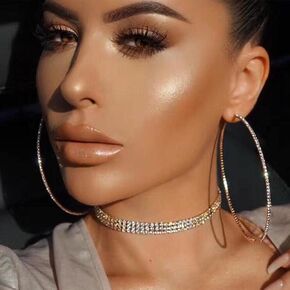 YienDoo Large Crystal Hoop Drop Dangle Earrings Vintage Rhinestones Circle Hoop Earrings Gold Lightweight Geometric Round Loop Earrings Sparkly Statement Earrings Jewelry for Women and Girls