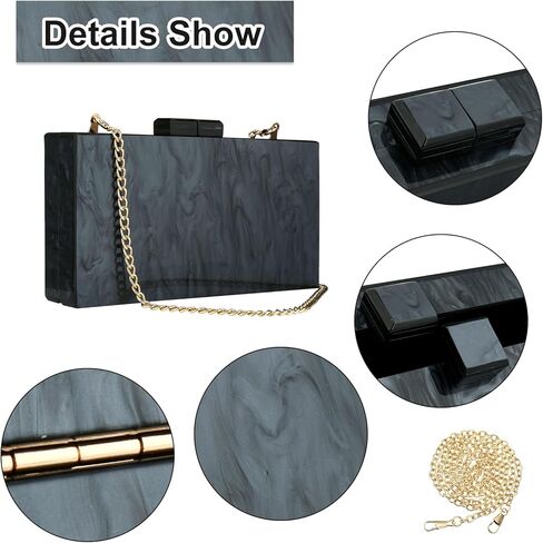 YYW Acrylic Clutch Purses for Women Wedding : Multicolor Evening Crossbody Bag Marbling Handbags with Detachable Chain in Kuwait