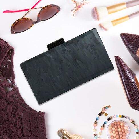 YYW Acrylic Clutch Purses for Women Wedding : Multicolor Evening Crossbody Bag Marbling Handbags with Detachable Chain in Kuwait