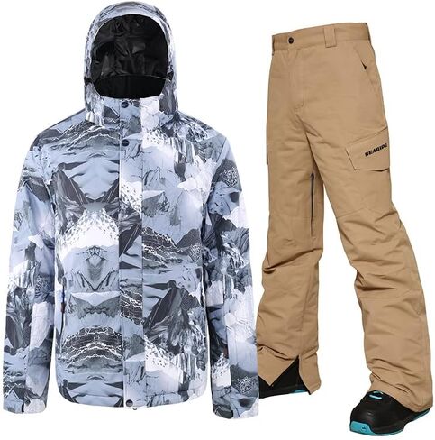 YEEFINE Men's Ski Suit Waterproof Snowsuit Winter Ski Jacket and Pants Set Outdoor Warm Snow Snowboard Suit in Kuwait