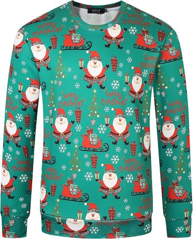 SSLR-Mens-Ugly-Christmas-Sweatshirt-Funny Hoodies عيد الميلاد عطلة طاقم الرقبة البلوز السببية in Kuwait