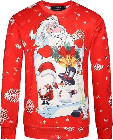 SSLR-Mens-Ugly-Christmas-Sweatshirt-Funny Hoodies Xmas Holiday Crew Neck Pullover Causal in Kuwait