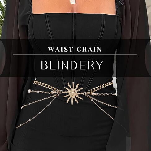 Blindery الطبقات كريستال الخصر سلسلة حجر الراين الخصر سلسلة الجسم حجر الراين سلاسل البطن مثير مجوهرات الجسم للنساء والفتيات in Kuwait