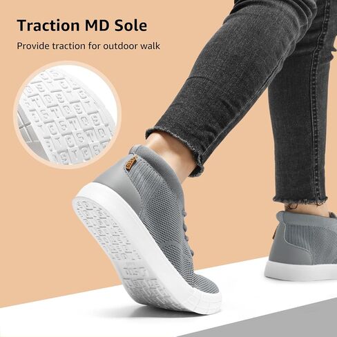 STQ Womens High Top Fashion Sneakers Lace Up Knit Sneakers Comfortable Breathable Walking Sneakers in Saudi Arabia