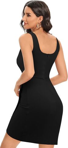 Wrap Party Sleeveless Bodycon Dress - Missufeintl Women's Summer Sweetheart Ruched Dresses (Solid Black, Medium) in Kuwait