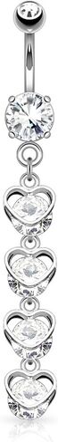 Forbidden Body Jewelry Surgical Steel CZ Cascade of Hearts Dangle Belly Button Ring in Saudi Arabia