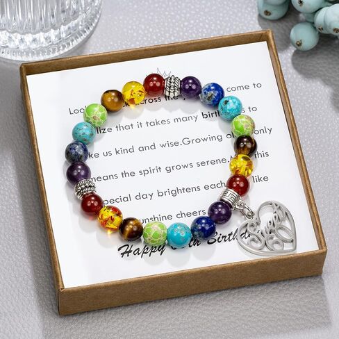 MDPOO هدايا عيد الميلاد الستين للنساء هدية عيد ميلاد 60 للنساء سوار شاكرا مع بطاقة رسالة in Kuwait