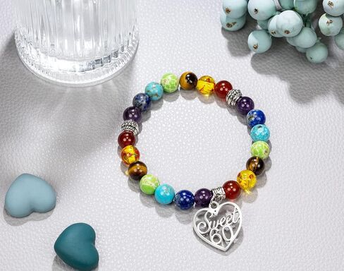 MDPOO هدايا عيد الميلاد الستين للنساء هدية عيد ميلاد 60 للنساء سوار شاكرا مع بطاقة رسالة in Kuwait