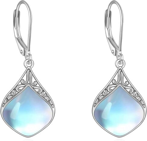 YAFEINI Moonstone Necklace and earrings set Sterling Silver Vintage Filigree Teardrop Jewelry Gifts for Women Girls in Saudi Arabia