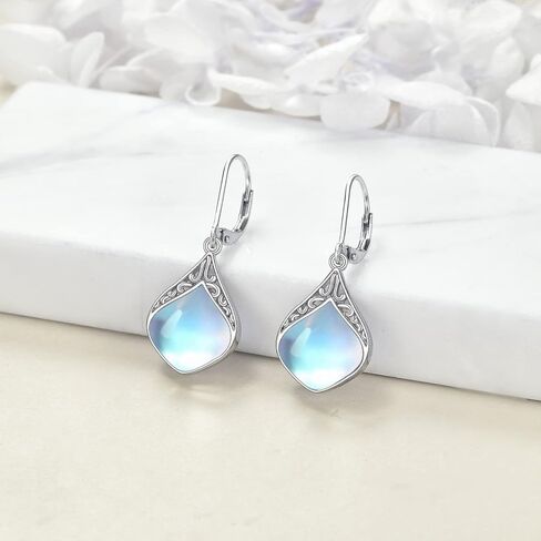 YAFEINI Moonstone Necklace and earrings set Sterling Silver Vintage Filigree Teardrop Jewelry Gifts for Women Girls in Saudi Arabia