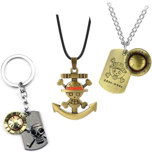 XCFS 3 قطع/مجموعة أنيمي قطعة واحدة من البضائع القرد D لوفي/مرساة مارك لوفي قبعة/كابتن Darkluffy جمجمة سلسلة مفاتيح من الفولاذ المقاوم للصدأ قطعة واحدة من أنيمي الاشياء المعلقات قلادة للرجال والنساء المشجعين in Kuwait