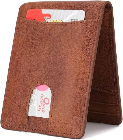 GintaXen Slim Genuine Leather Front Pocket Wallet for Men with Magnetic Money Clip and RFID Blocking in Kuwait