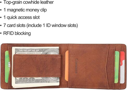 GintaXen Slim Genuine Leather Front Pocket Wallet for Men with Magnetic Money Clip and RFID Blocking in Kuwait