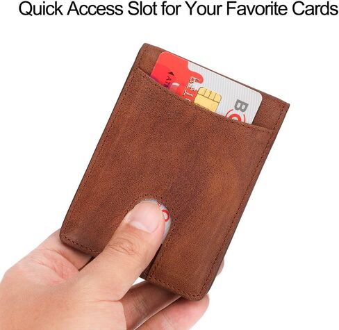 GintaXen Slim Genuine Leather Front Pocket Wallet for Men with Magnetic Money Clip and RFID Blocking in Kuwait