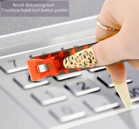 أداة التقاط البطاقات للأظافر الطويلة، 4 قطع من الأكريليك لسحب بطاقات الائتمان وأجهزة الصراف الآلي ومشابك لبطاقات السحب الآلي مع سلسلة مفاتيح كرة بوم بوم، أداة دفع للتباعد الاجتماعي بدون لمس، هدايا عيد الحب للنساء والفتيات in Kuwait