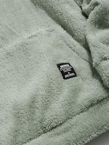 ZAFUL Color Blocking Fuzzy Hoodie Unisex Men Sherpa Pullover Loose Fluffy Sweatshirt in Kuwait