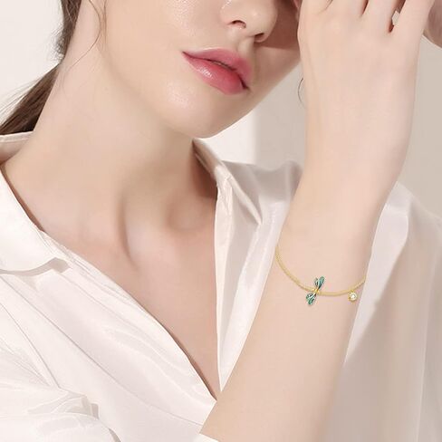 SISGEM Real 10k Gold Dragonfly Bracelet for Women, Solid 10 Karat Gold Animal Lover Wrist Jewelry Gifts for Her, 6.8"+0.8"+0.8" in Saudi Arabia