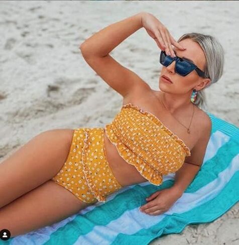 بدلة سباحة نسائية من MOSHENGQI مكشكشة ذات أكتاف مكشوفة in Kuwait