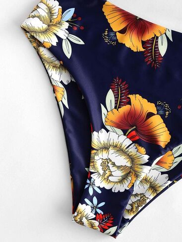 ZAFUL المرأة عالية الخصر بيكيني مجموعة قطعتين السيطرة على البطن التفاف ملابس السباحة الدانتيل يصل ثوب السباحة in Kuwait