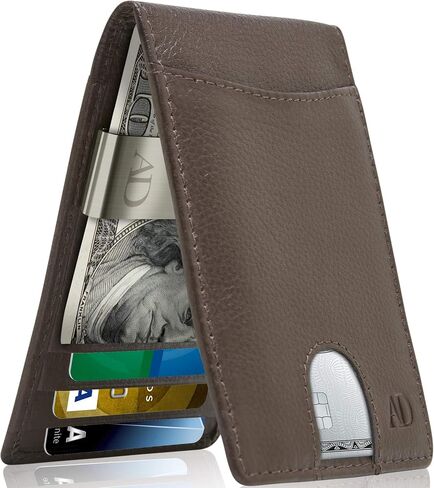 Access Denied Real Leather Wallets For Men - Money Clip Bifold Wallet RFID Front Pocket Thin Minimalist Mens Wallet Credit Card Holder in Kuwait