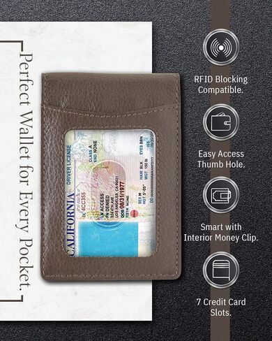 Access Denied Real Leather Wallets For Men - Money Clip Bifold Wallet RFID Front Pocket Thin Minimalist Mens Wallet Credit Card Holder in Kuwait