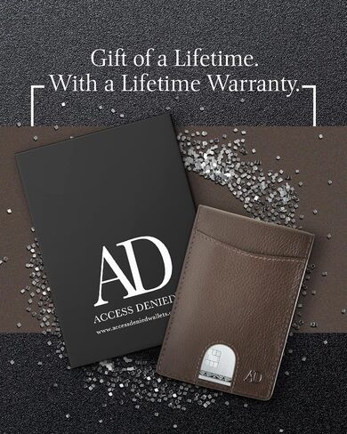 Access Denied Real Leather Wallets For Men - Money Clip Bifold Wallet RFID Front Pocket Thin Minimalist Mens Wallet Credit Card Holder in Kuwait