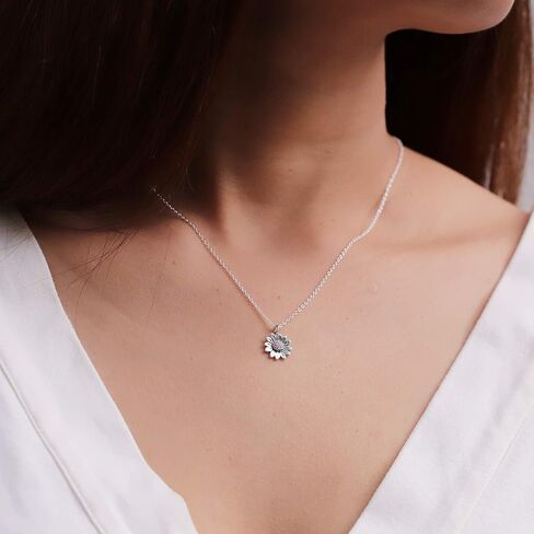 Boma Jewelry Sterling Silver Sunflower Pendant Necklace, 18 Inches in Saudi Arabia
