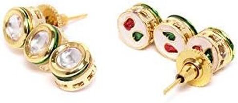 بريااسي طقم مجوهرات نحاسي قصير مطلي بالذهب وقلادة للبنات والنساء (ياقوت) (ذهبي), Short, مطلي بالذهب, كوندان in Kuwait