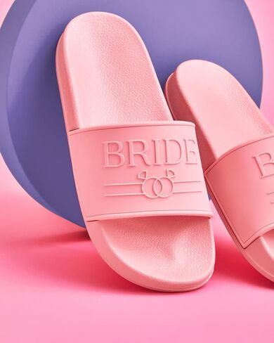 xo، صنادل Fetti Bride، شرائح مطاطية وردية، Md | أحذية تزيين حفلات توديع العزوبية، صنادل شاطئ حمام السباحة، هدية لوصيفة العروس، هدية لحفلات الزفاف in Saudi Arabia