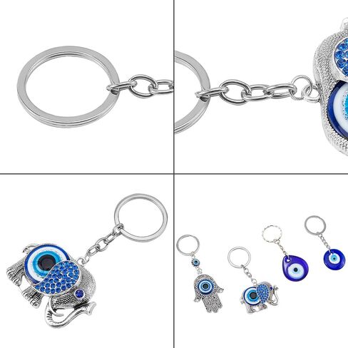 PH PandaHall 6 Pack Evil Eye Key Chain Keyring Set Turkish Hand of Fatima Hamsa Keyring, Owl, Elephant Good Luck Charm Good Luck Keychain Gift for Xmas Halloween Easter Ramadan Decoration in Saudi Arabia