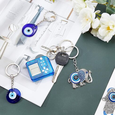 PH PandaHall 6 Pack Evil Eye Key Chain Keyring Set Turkish Hand of Fatima Hamsa Keyring, Owl, Elephant Good Luck Charm Good Luck Keychain Gift for Xmas Halloween Easter Ramadan Decoration in Saudi Arabia