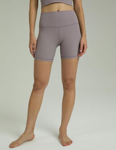 Colorfulkoala Women's Dreamlux Ribbed High Waisted Yoga Shorts 6" Inseam Workout Tights in Kuwait