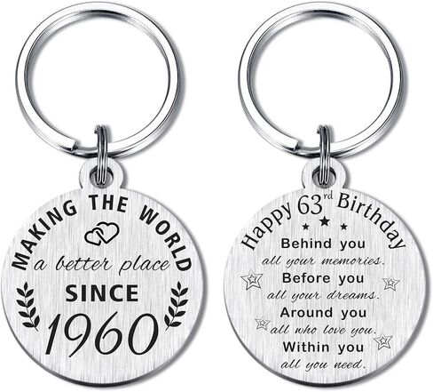 ABNTY 63rd Birthday Gifts for Women Men, 63 Year Old Birthday Keychain, Born in 1960 Gifts, 1960 Birthday Decorations in Saudi Arabia