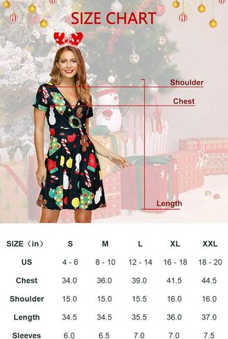 فستان نسائي من For G and PL بأكمام قصيرة ورقبة على شكل حرف V لعيد الميلاد in Kuwait