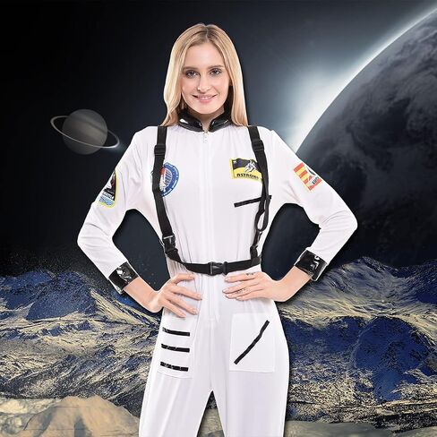 ReneeCho Astronaut Jumpsuit Halloween Costumes for Women Adult Sexy Space Suit Cosmic Party in Kuwait