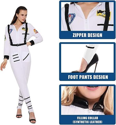 ReneeCho Astronaut Jumpsuit Halloween Costumes for Women Adult Sexy Space Suit Cosmic Party in Kuwait