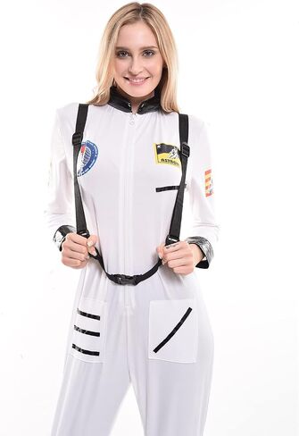 ReneeCho Astronaut Jumpsuit Halloween Costumes for Women Adult Sexy Space Suit Cosmic Party in Kuwait