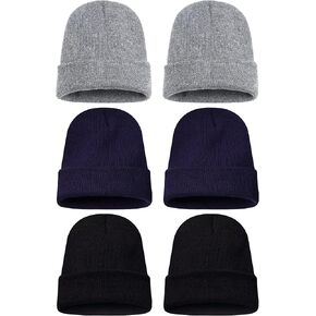 Geyoga 6 قطع متعددة الألوان قبعات شتوية دافئة ومريحة محبوكة مكبلة قبعة الجمجمة للبالغين والأطفال in Kuwait