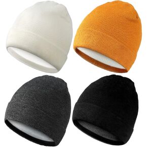 Winter Satin Lined Beanie Hat Silk Lined Beanies Cuffed Plain Skull Hat Knitted Watch Hat Winter Warm Beanies for Women Men in Kuwait