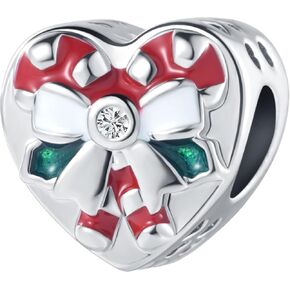 QeenseKc Christmas Elf Deer Snowman Candy Cane Charm Enamel Crystal Bead for European Bracelet Gift for Women Girl