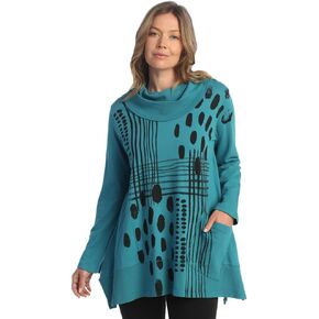 Jess & Jane Abstract Print Mineral Washed Jersey Knit Tunic - M74 in Saudi Arabia