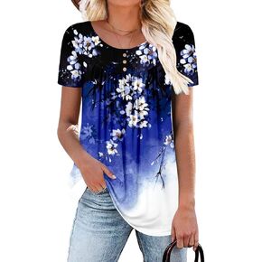 BETTE BOUTIK Women's Summer Tunic Tops Flowy Flare Botton Down Shirts Blouses S-3XL