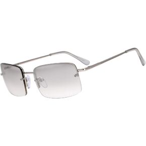 The Fresh Minimalist Small Rectangular Sunglasses Clear Eyewear Spring Hinge - Gift Box Package (307-Silver, Clear, 57) in Kuwait