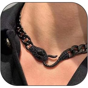 INENIMARTJ Snake Choker Necklaces Goth Serpent Necklace Cuban Link Chain Snake Necklace for Women Girls Hypoallergenic Bib Collar Snake Accessories Jewelry Gift