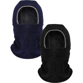 Winter Balaclava Hat Fleece Full Face Covering Scarf with Drawstring