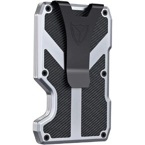 DONWORD محفظة صغيرة للرجال RFID حجب الألومنيوم محفظة من ألياف الكربون حافظة بطاقات محفظة معدنية الحد الأدنى جيب أمامي حامل بطاقة حزام النقدية محفظة رجالي in Kuwait