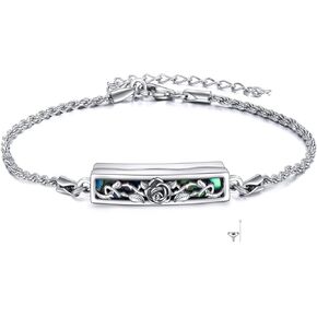 ONEFINITY Urn Bracelet for Ashes 925 Sterling Silver Abalone Shell Hummingbird/Dragonfly/Butterfly/Sunflower Cremation Jewelry for Ashes Keepsake Pendant Locket Bracelet for Women Mom in Kuwait